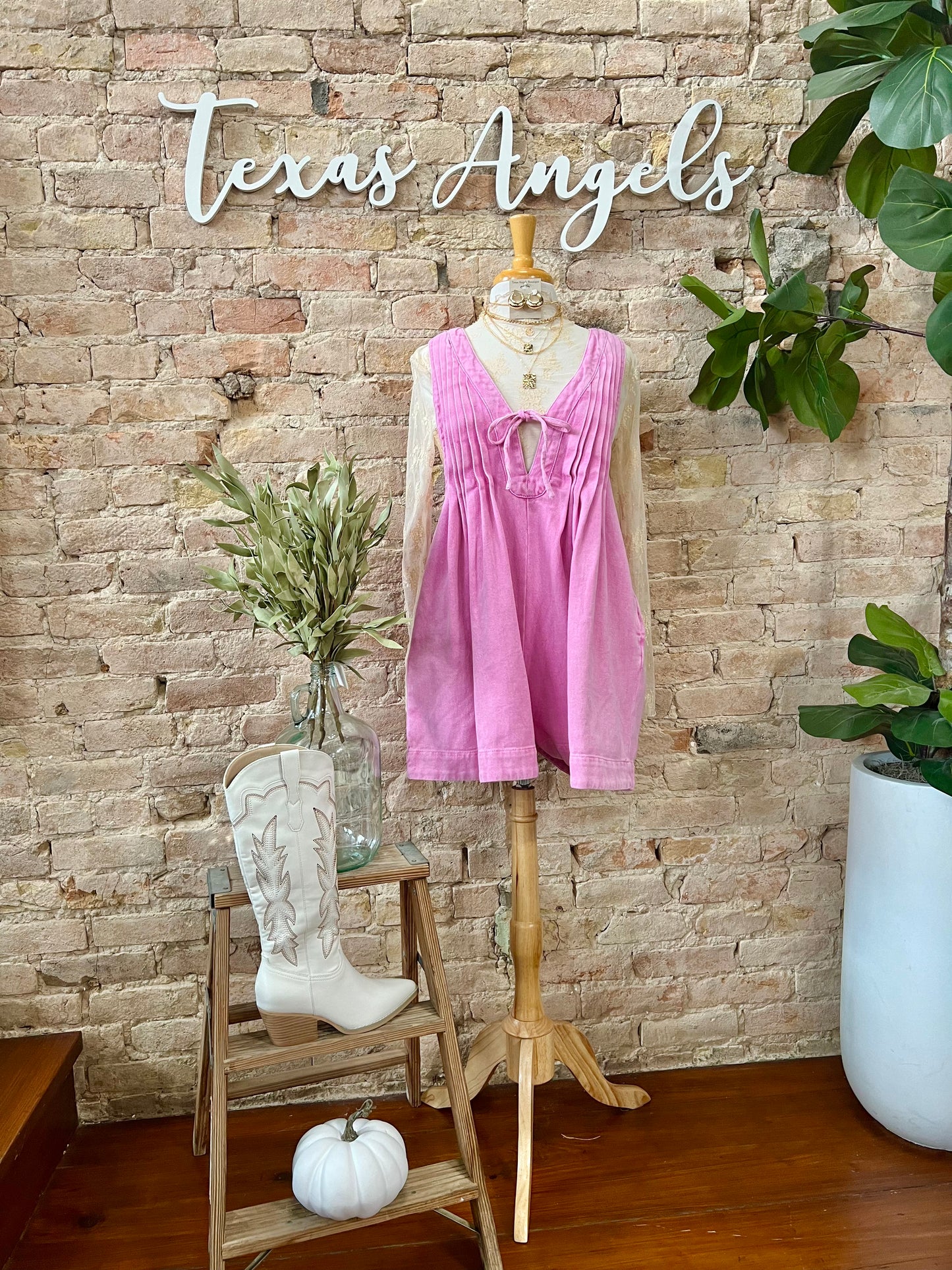 I Remember Everything Pink Denim Romper