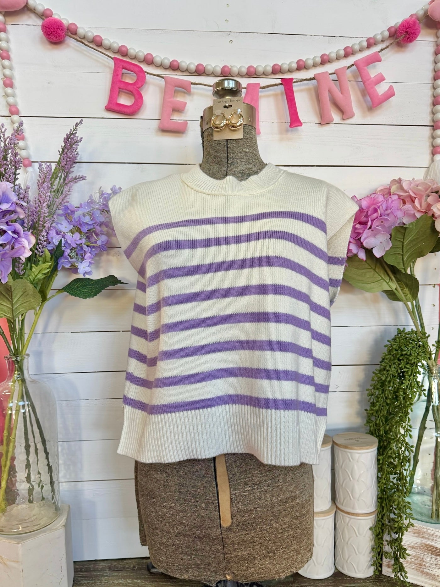 Stay Around For Awhile Lavender Striped Top