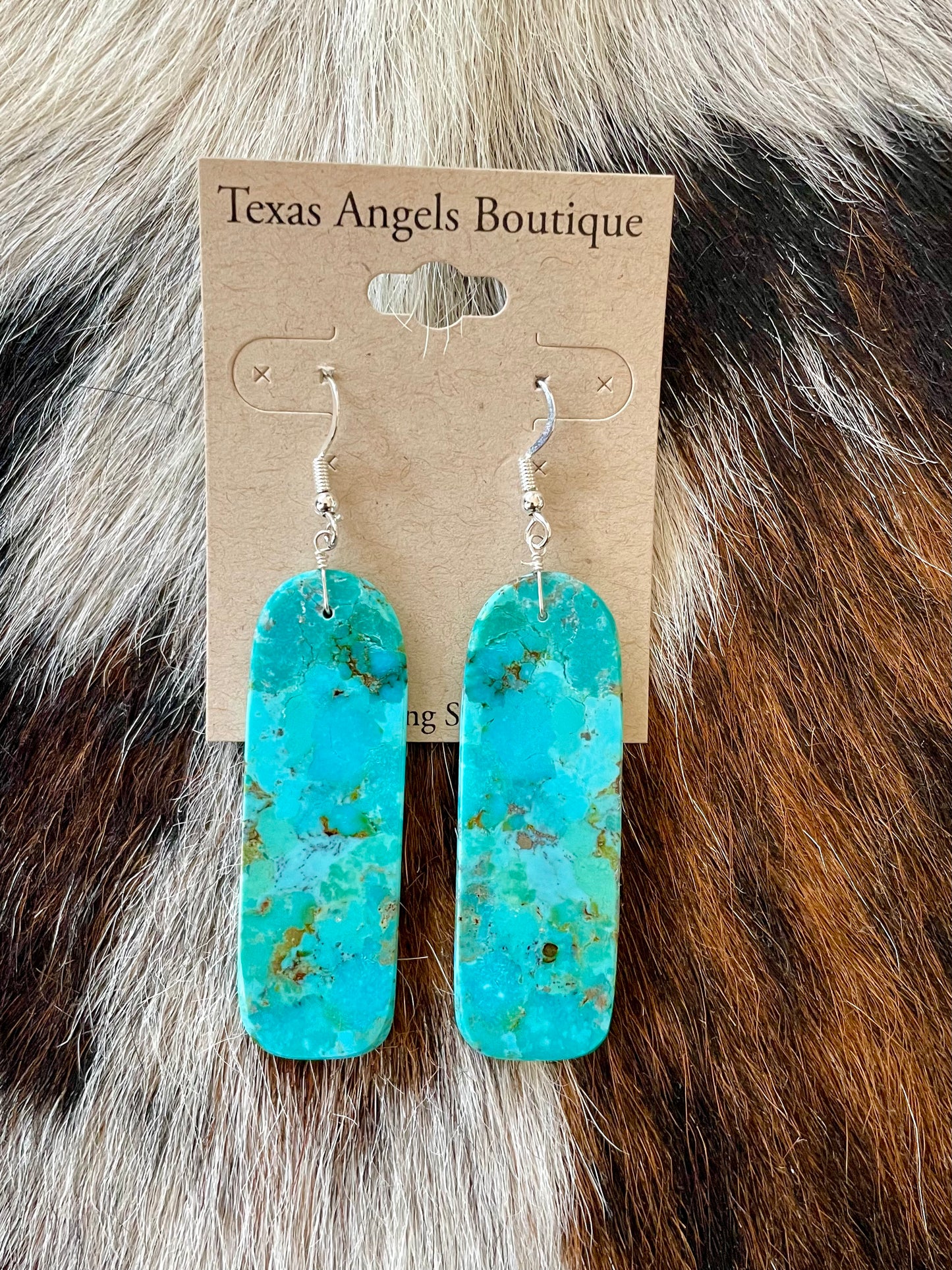 Genuine Turquoise Slab Earrings