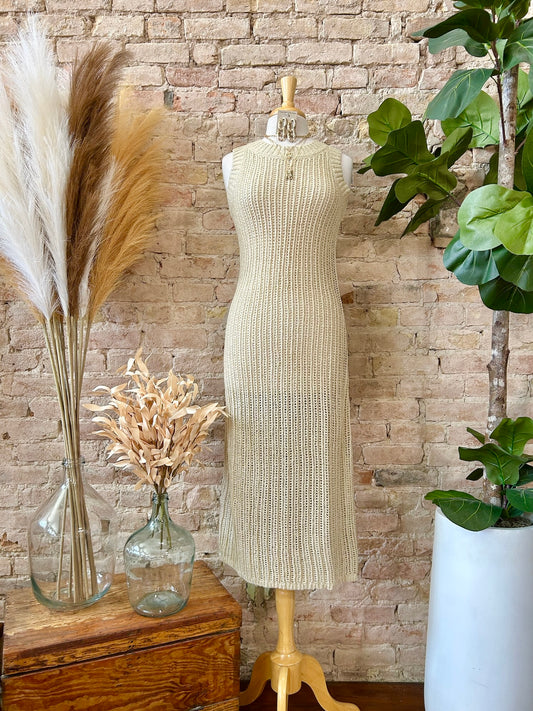 Minding My Own Taupe Knit Mid Maxi