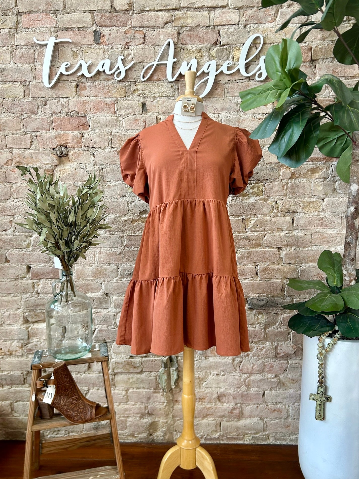 Romantic Getaway Rust Dress