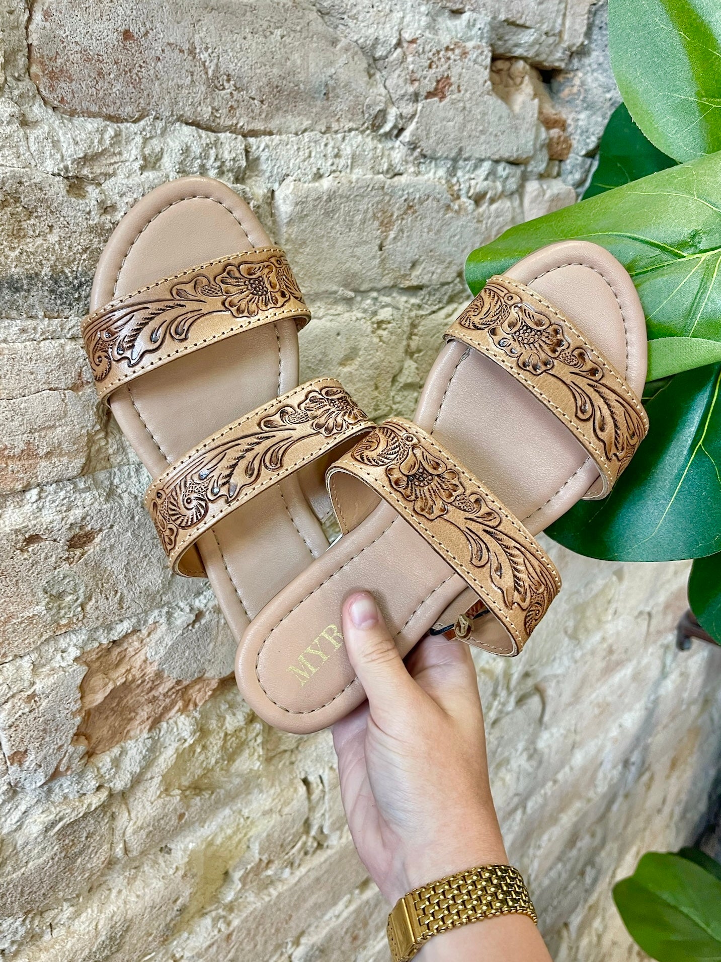 40% Off - MYRA Tooled Leather Sandals