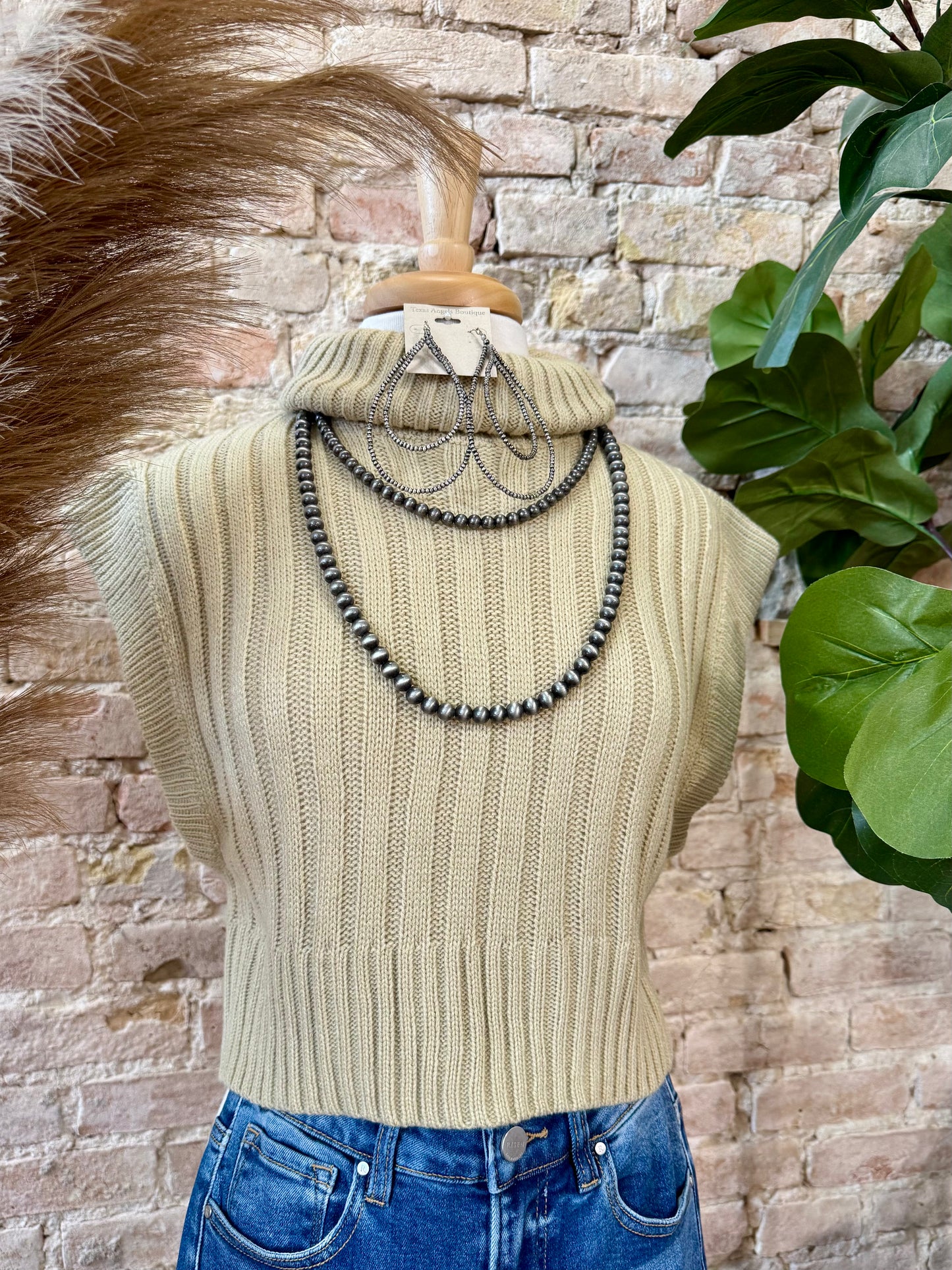Trust The Process Taupe Turtleneck Sweater Top