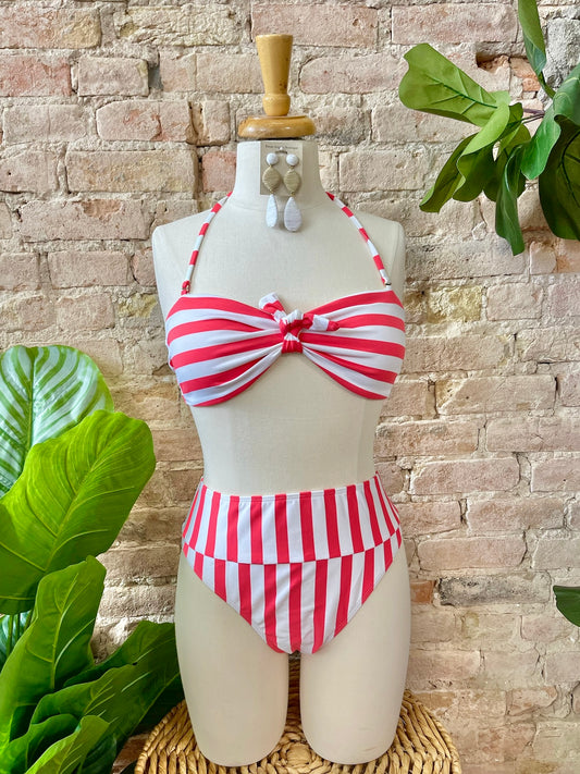 50% Off - Classic Red Striped Bikini