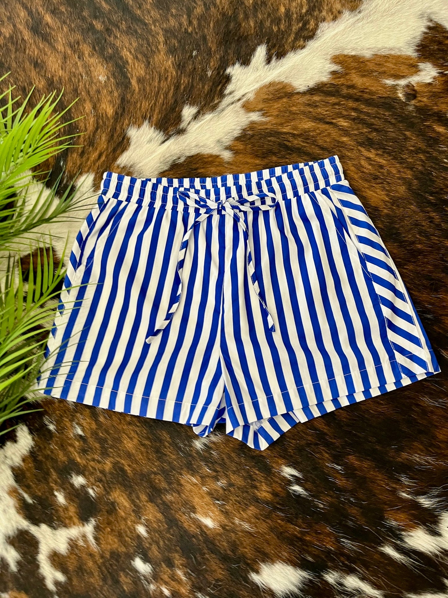 Sure Of It Blue Striped Shorts