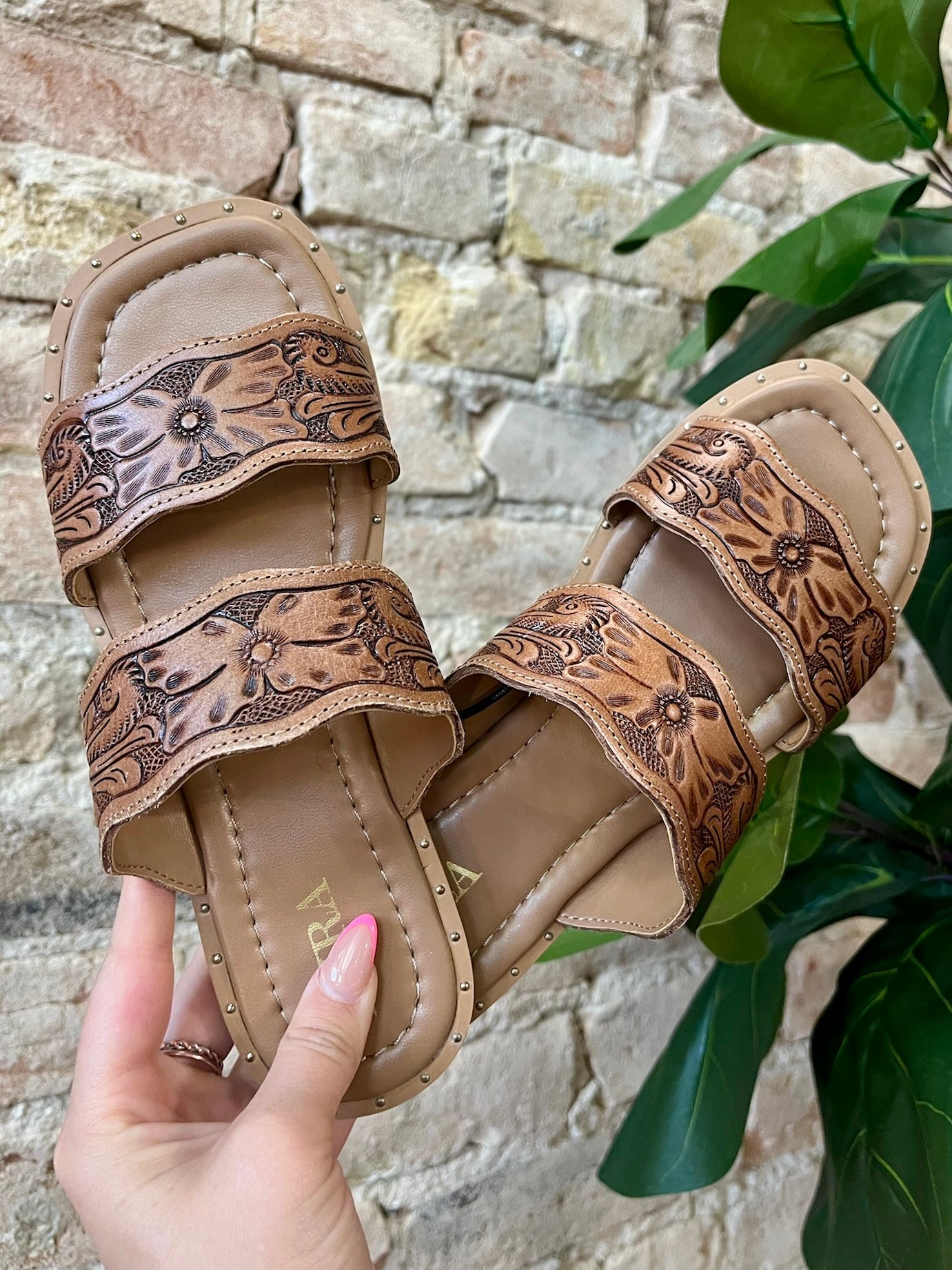 MYRA Tooled Leather Sandals