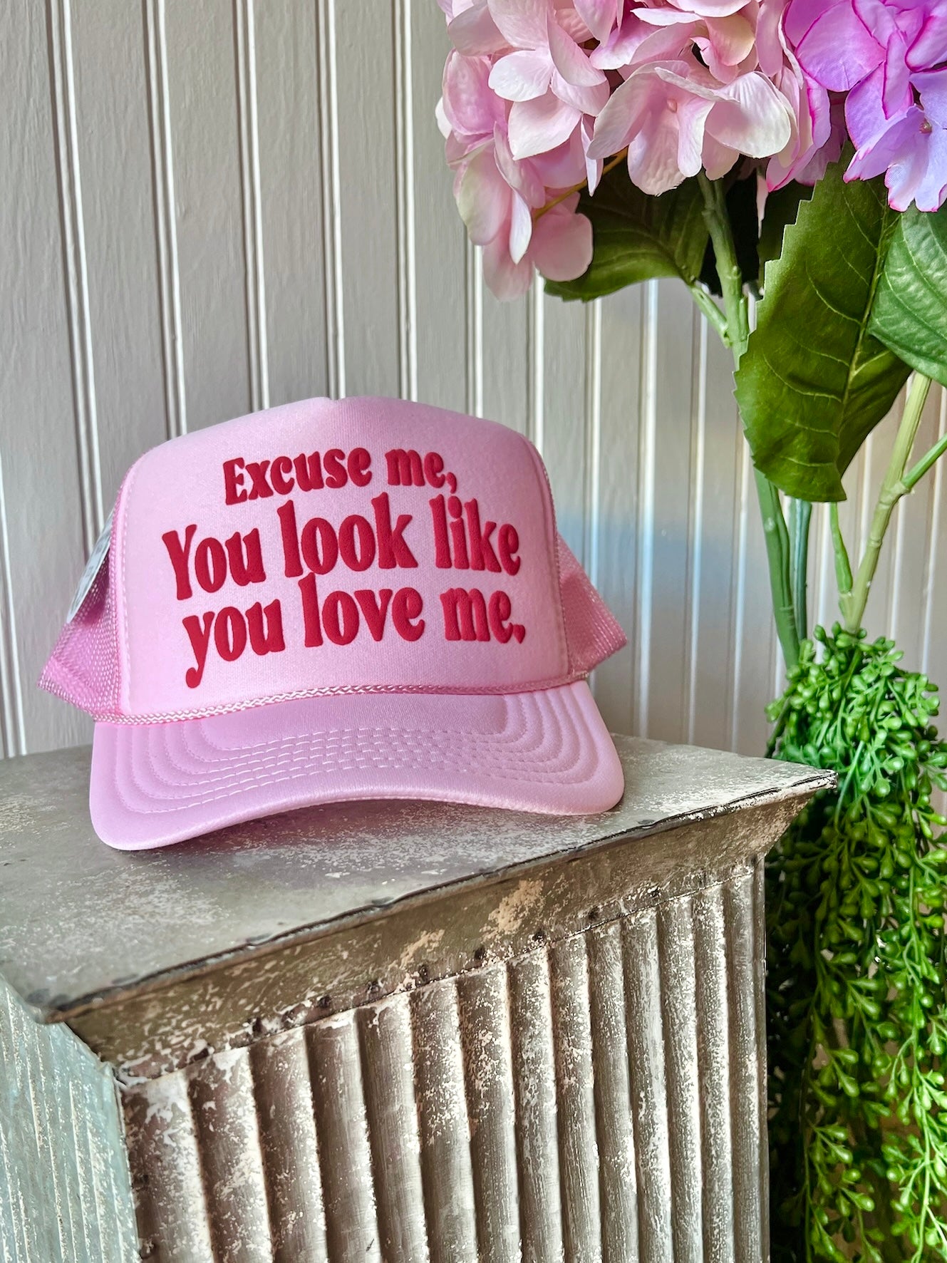 Excuse Me, You Look Like You Love Me Pink Trucker Hat