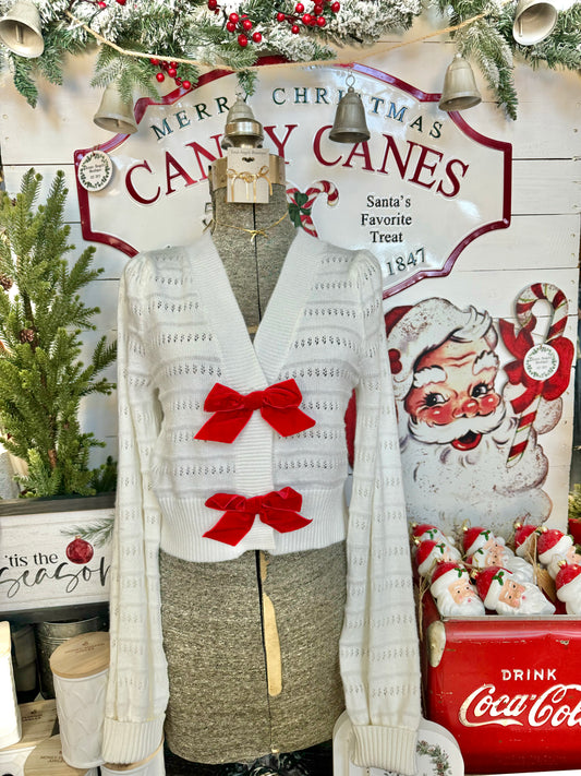 The Gift Of Giving White Bow Sweater