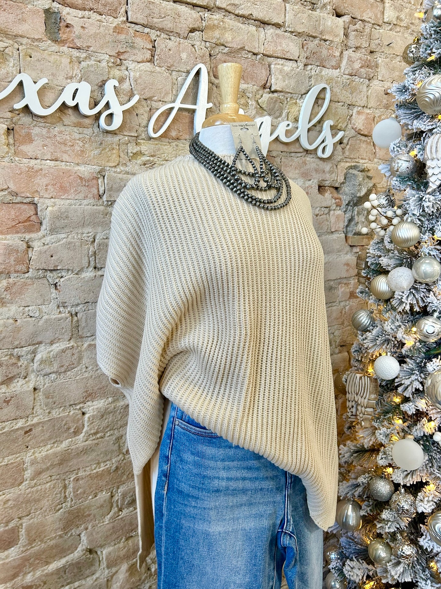 On To The Next Oatmeal Knit Sweater Top