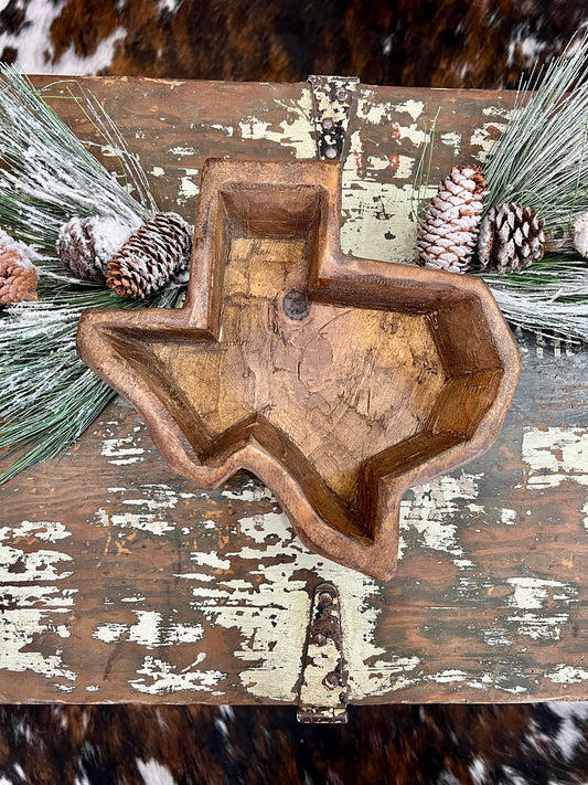 Brown Wooden Texas State Bowl