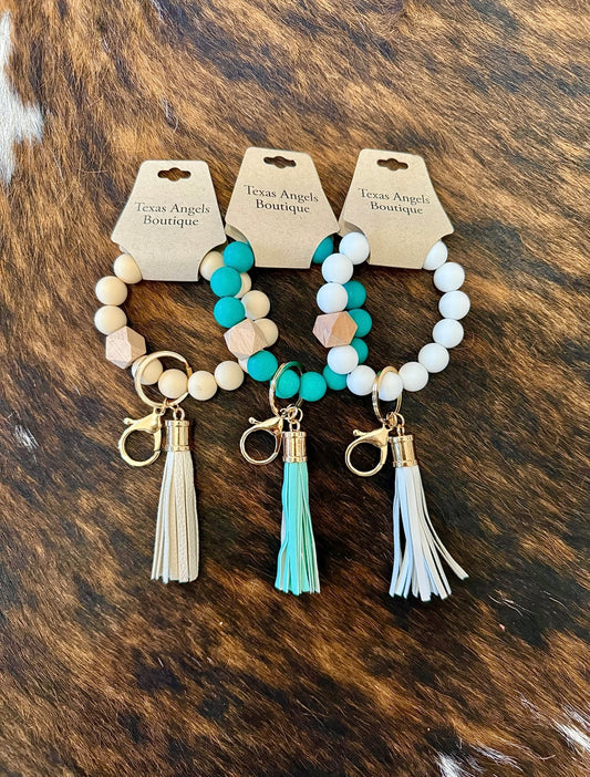 Beaded Silicone Tassel Keychain