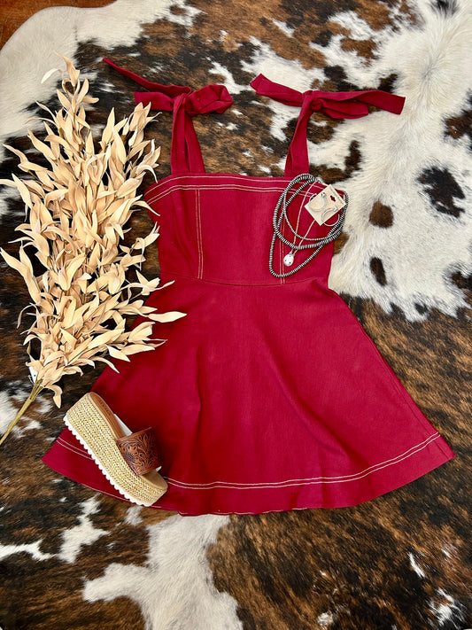 Gonna Be A Lil Late Burgundy Dress