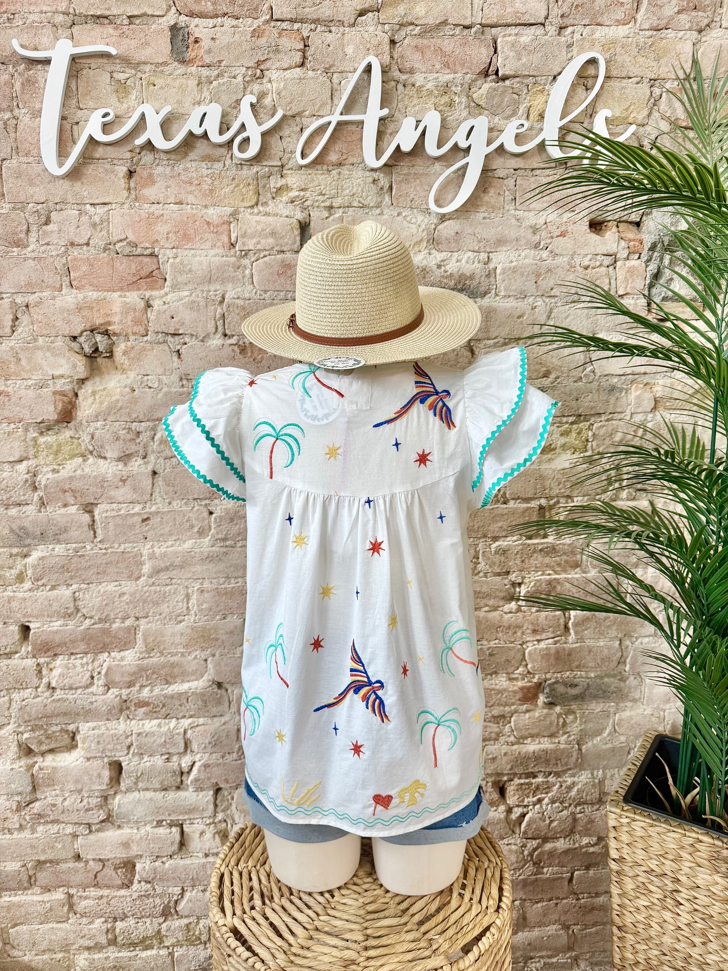 40% Off - Ocean Front Property Off White Embroidered Blouse