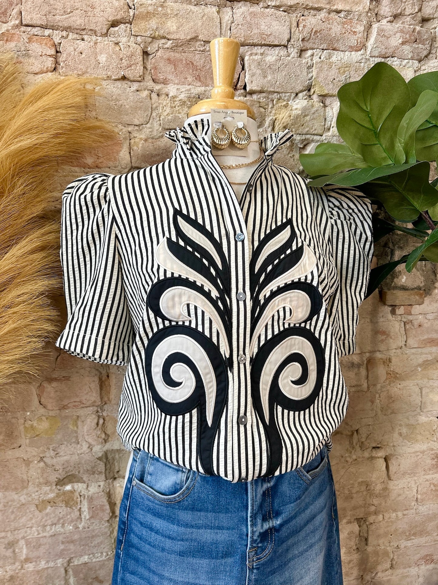 Make A Statement Black Striped Blouse