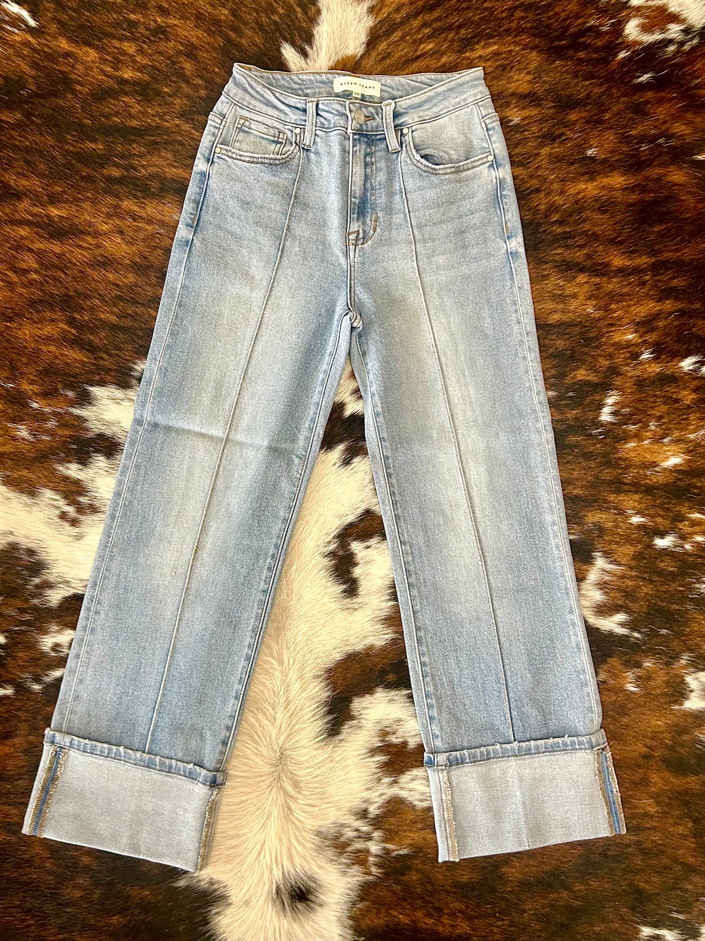 Just Livin' Light Wash Wide Leg Risen Jeans