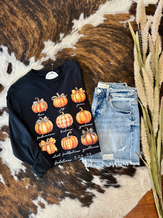 50% Off - Black Pumpkin Long Sleeve Graphic Tee