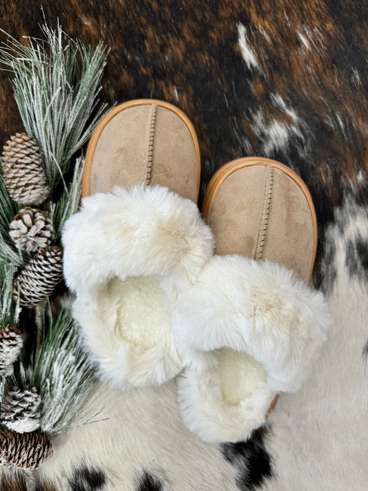 Cozy Girlie Taupe House Slippers