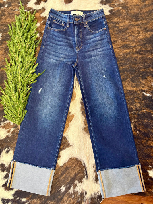 Tis Was The Night Wide Leg Risen Jeans