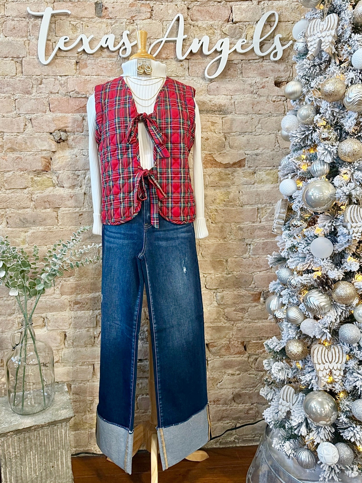 A Very Merry Christmas Red Plaid Quilted Vest