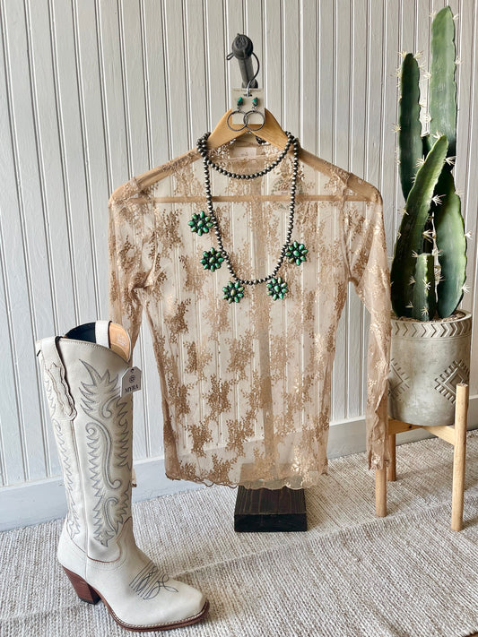 Lovely In Lace Light Brown Lace Top