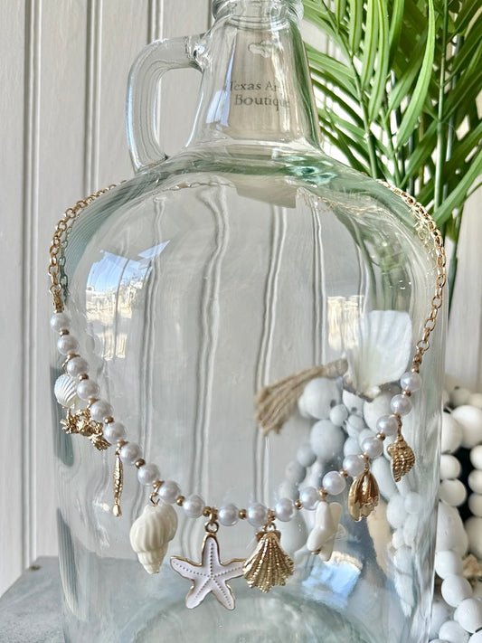 Gold Sea Shell Charm Necklace