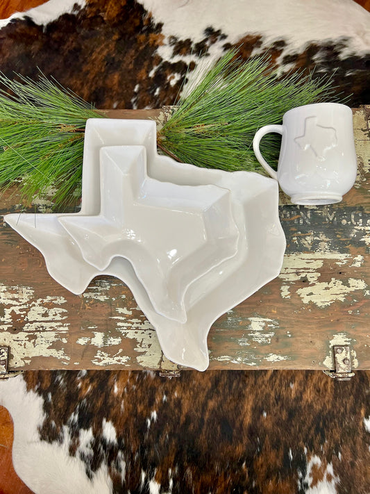 Large White Texas Shaped Platter