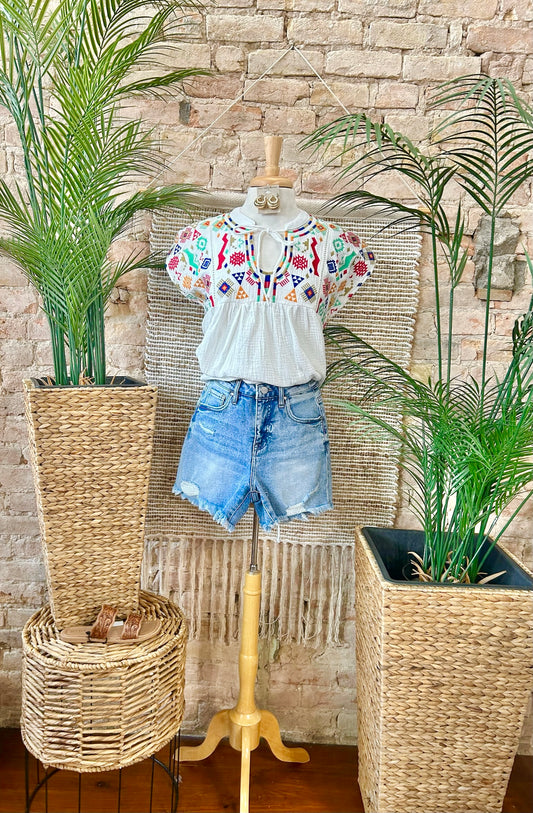 Strawberry Summer Embroidered Blouse