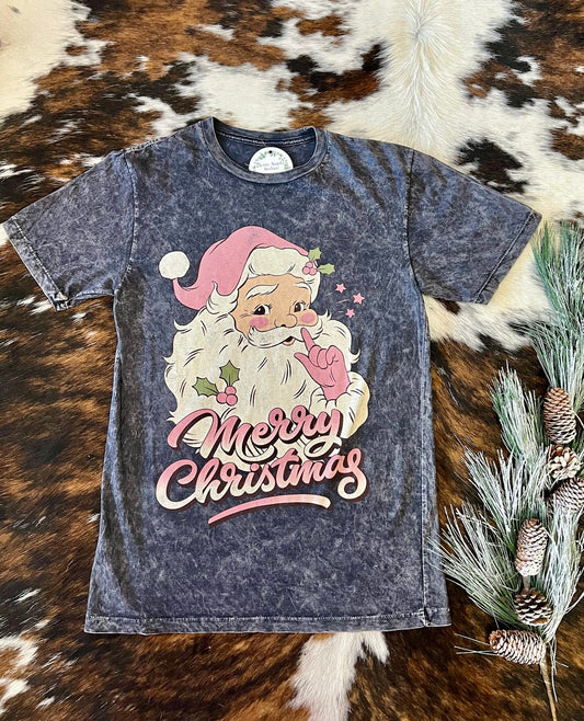 Pink Retro Merry Christmas Graphic Tee