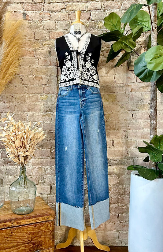 Easier Said Than Done Black Embroidered Vest