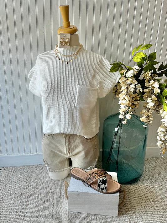 RESTOCK Know It All Ivory Knit Top