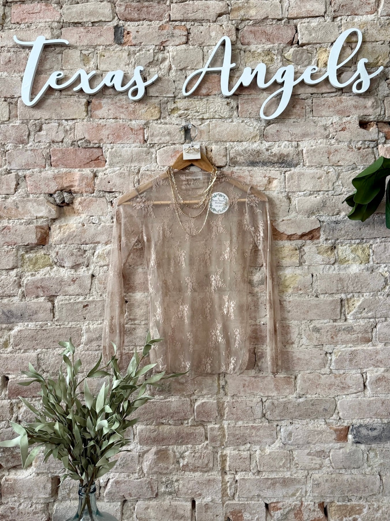 Lovely In Lace Light Brown Lace Top