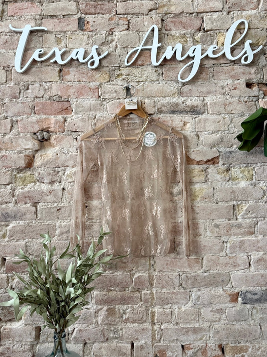 Lovely In Lace Light Brown Lace Top