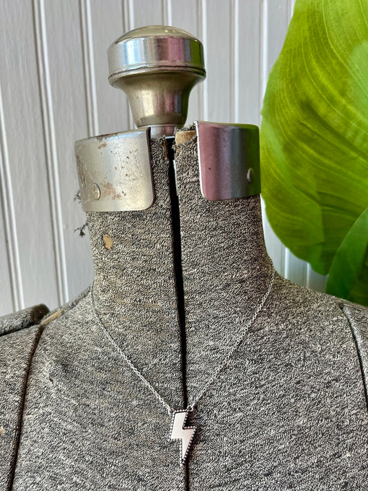 White Lightning Bolt Necklace