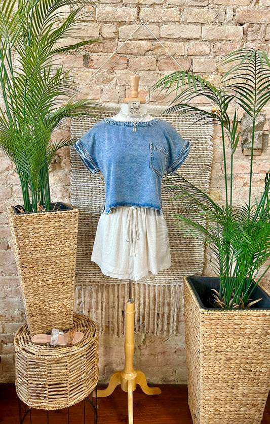 Better Late Than Never Taupe Linen Shorts