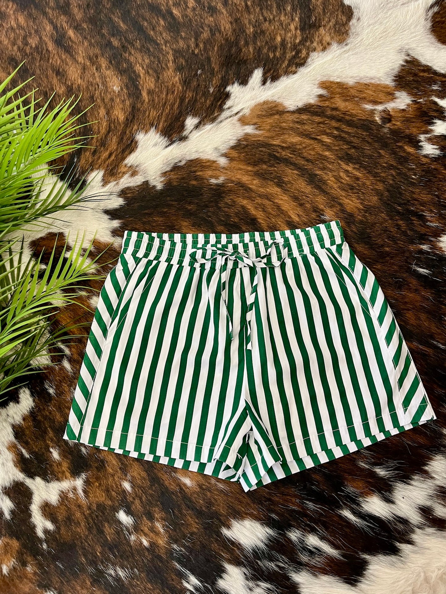 Sure Of It Green Striped Shorts