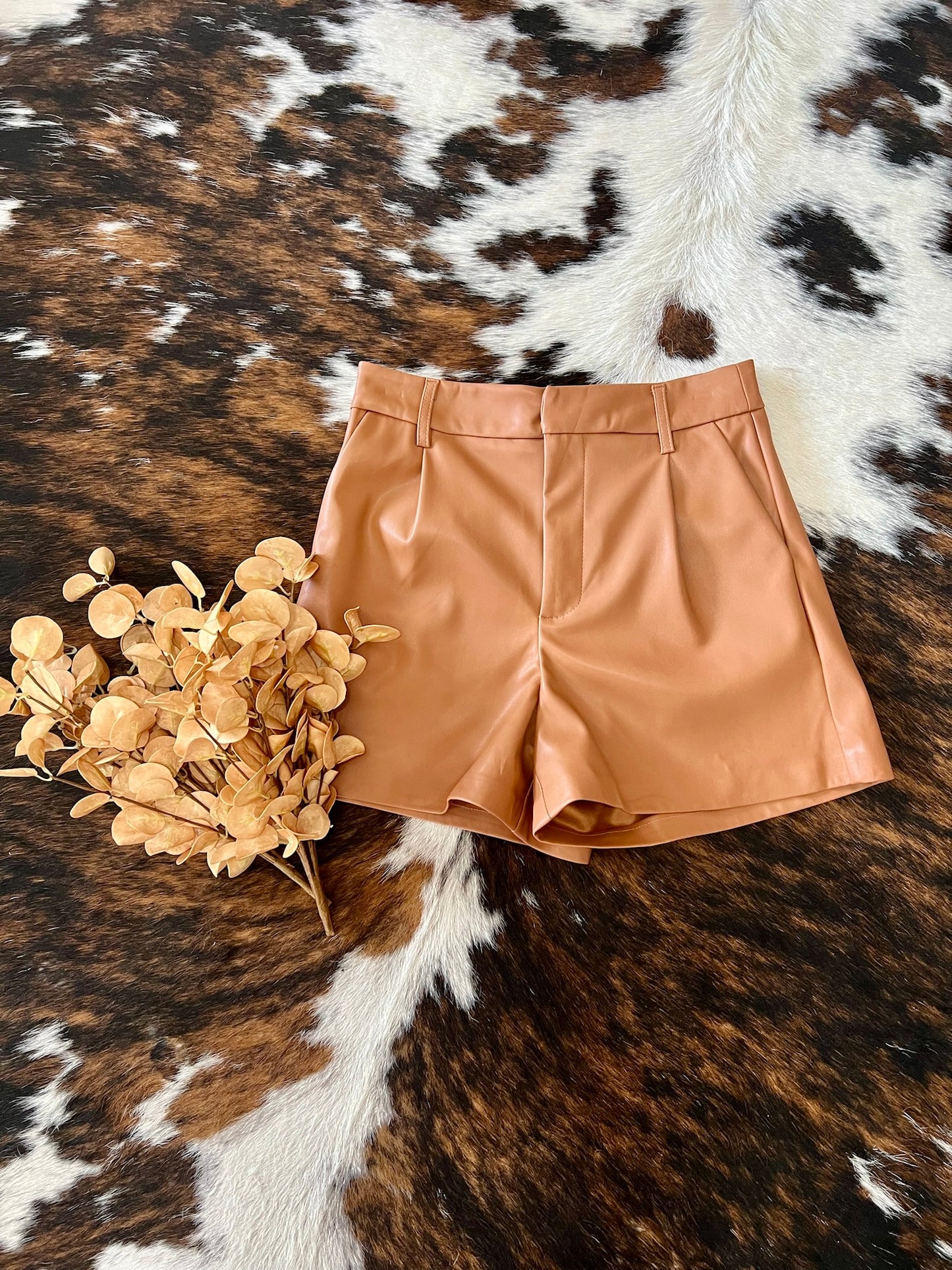 Prove Me Wrong Camel Pleather Shorts