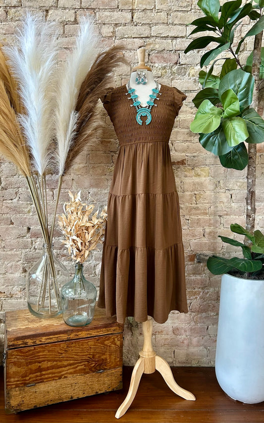 Don't Mind If You Do Brown Mid Maxi Dress