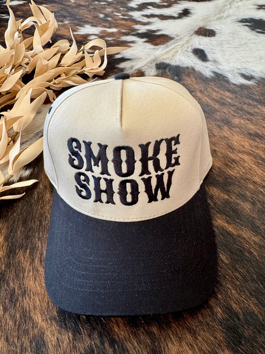 Smoke Show Black Embroidered Trucker Hat