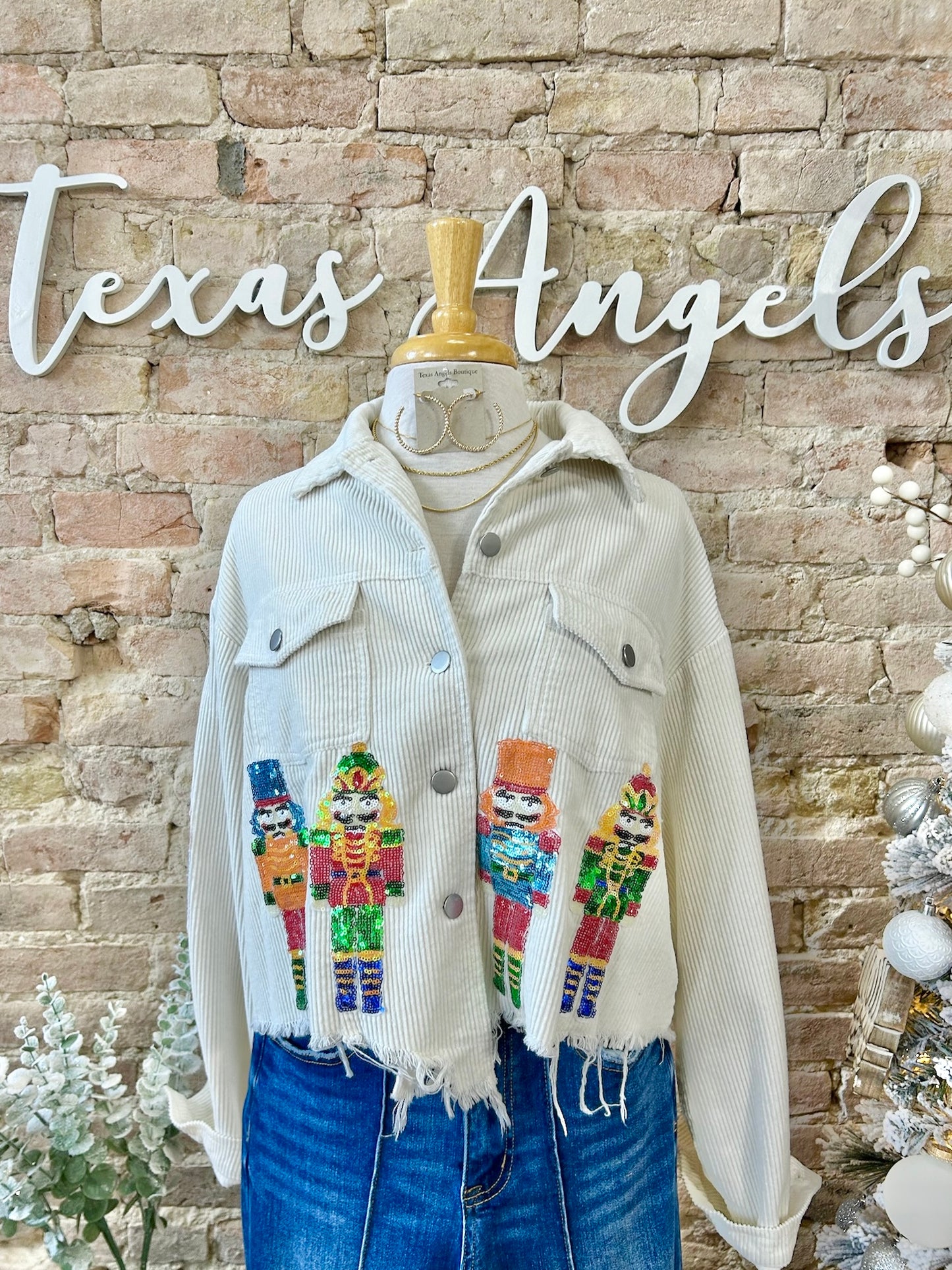 Straight To The North Pole Sequin Nutcracker Corduroy Jacket
