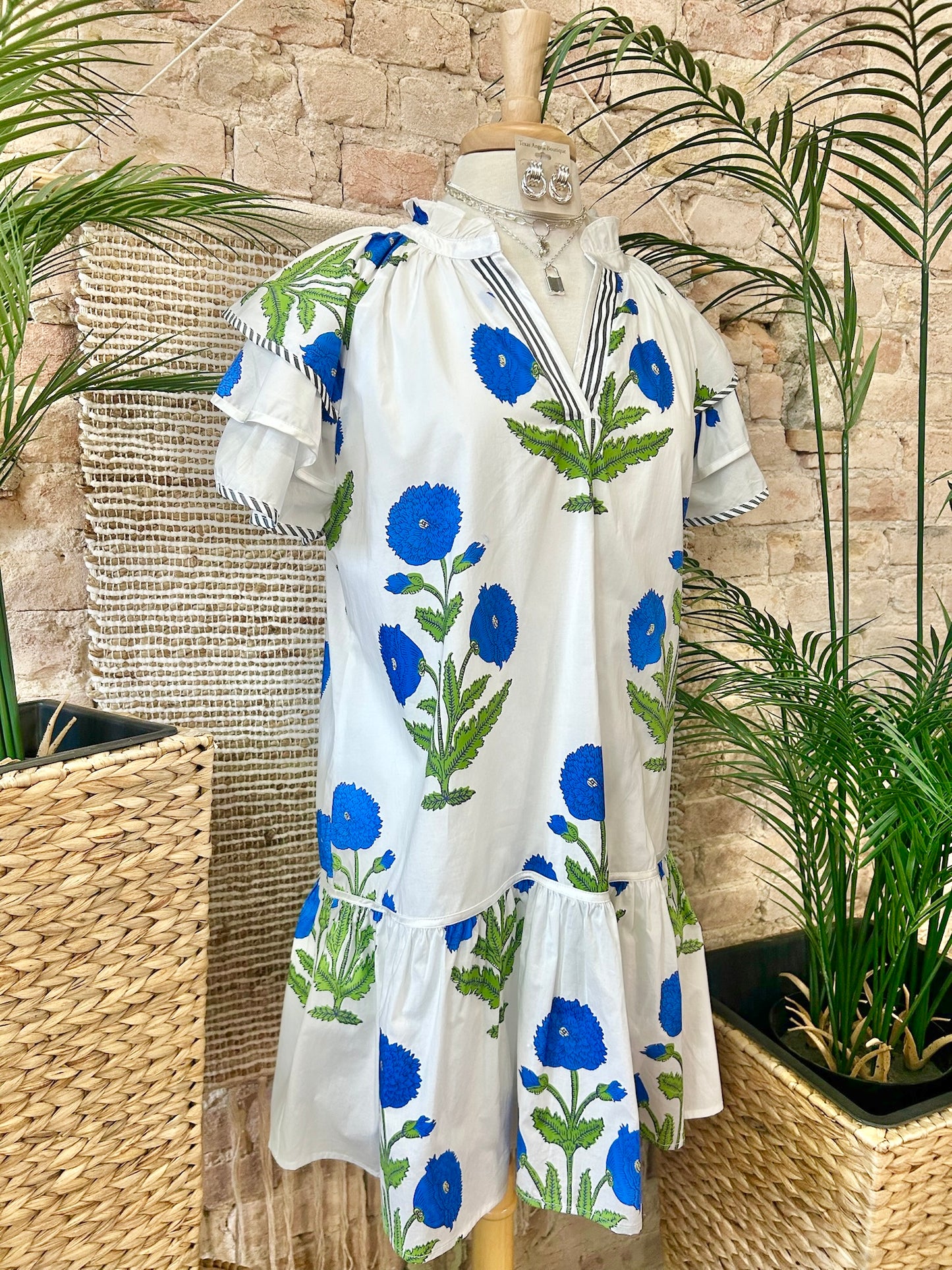 Blessed In Bluebonnets White Dress