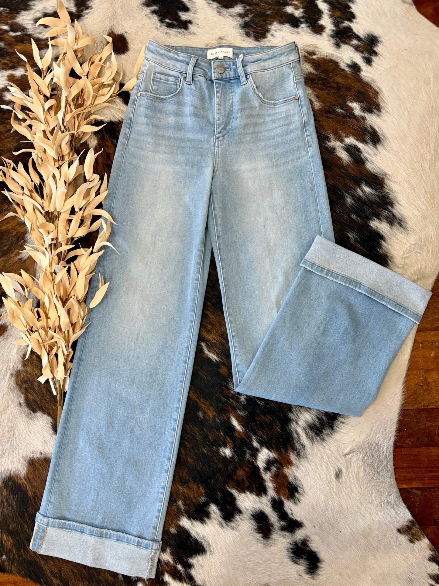 Lesson Learned Wide Leg Risen Jeans