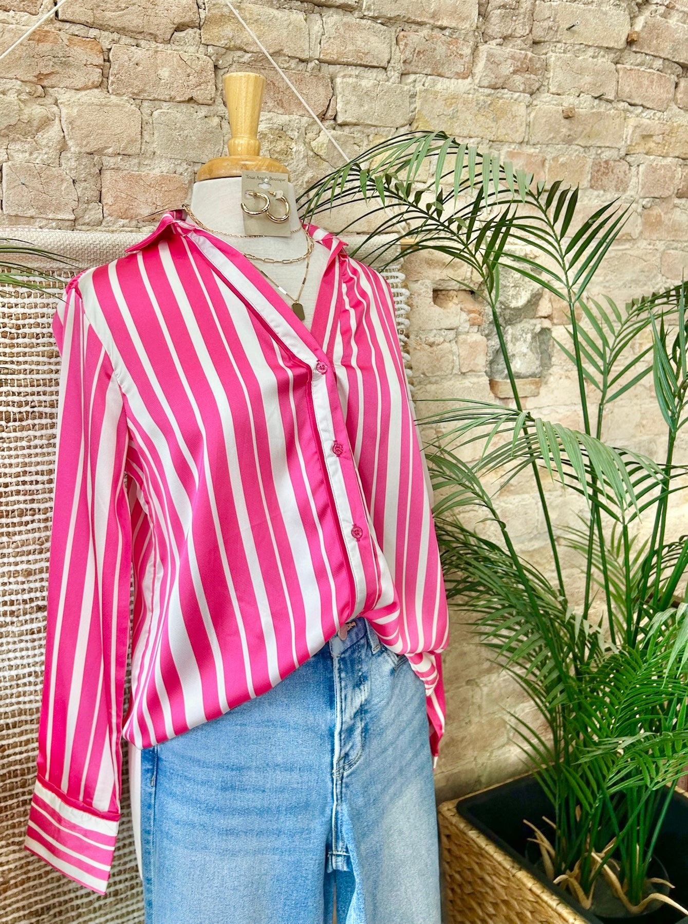 Hi Sugar Hot Pink Satin Blouse