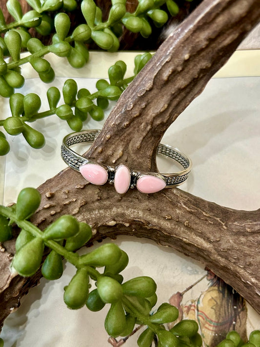 Sterling Silver Pink Conch Cuff