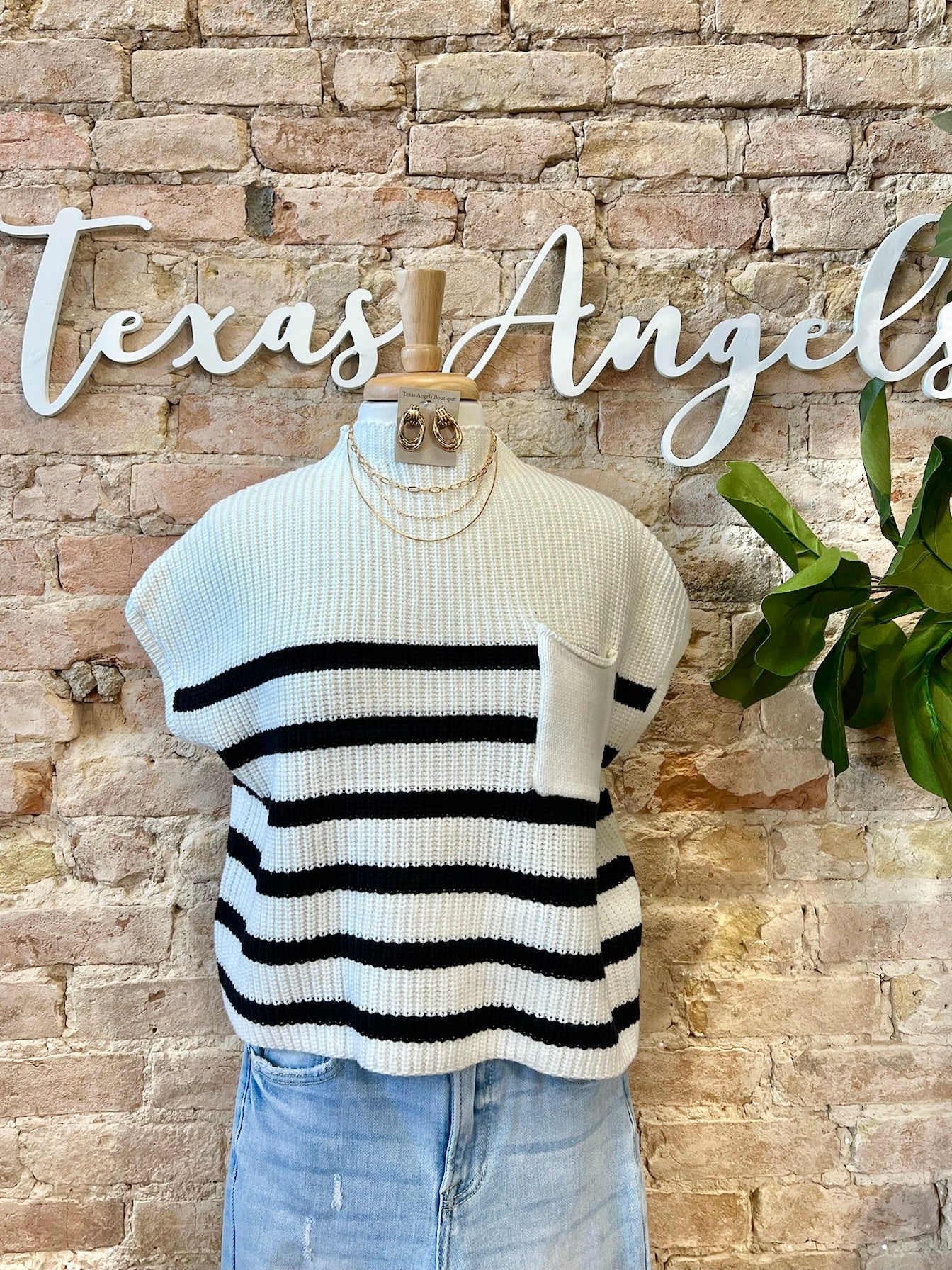 Promises Worth Keeping Ivory Striped Knit Top