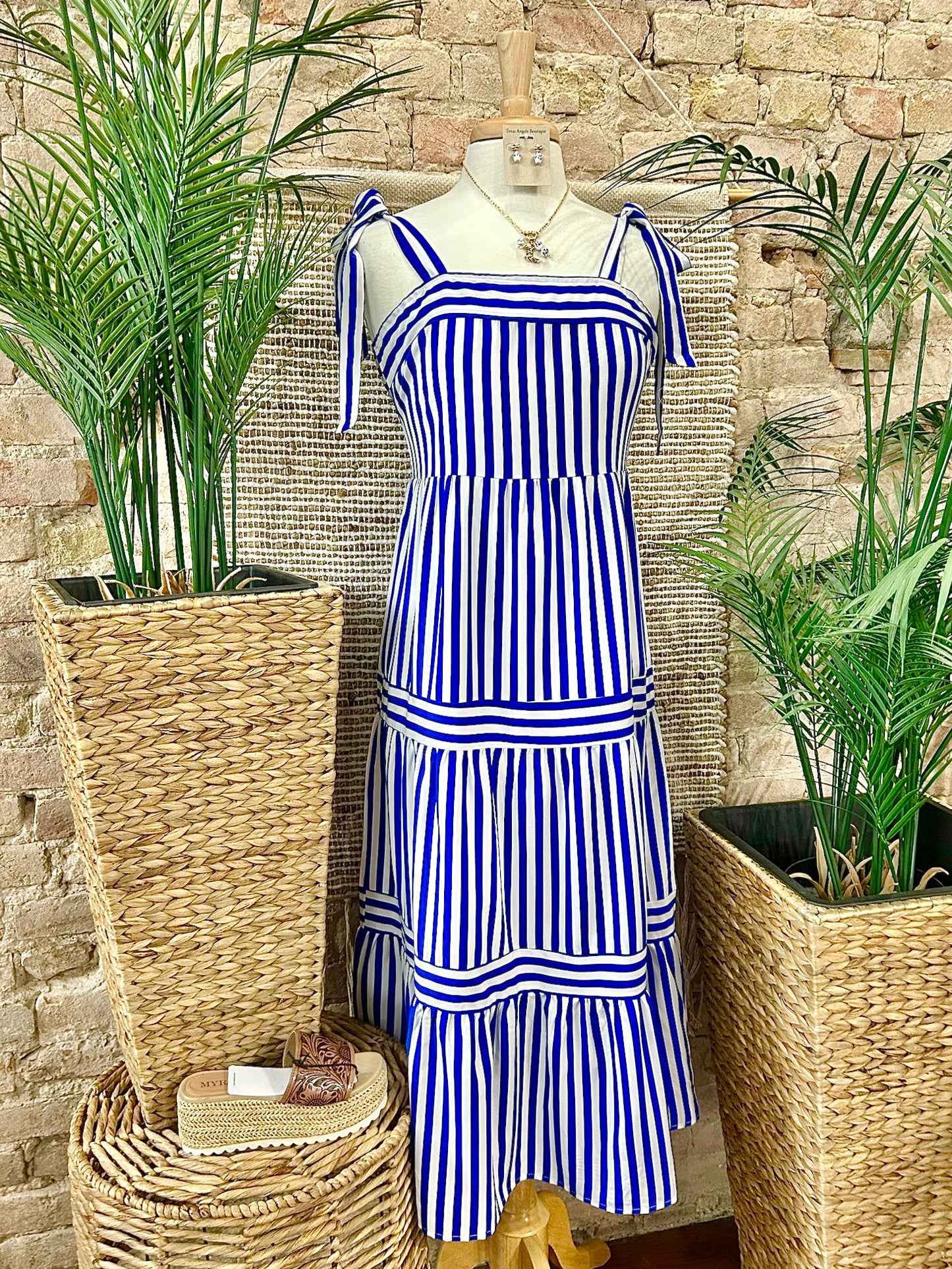 Must've Missed You Navy Striped Maxi Dress