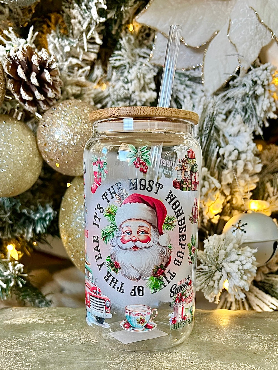 Vintage Santa Glass Cup