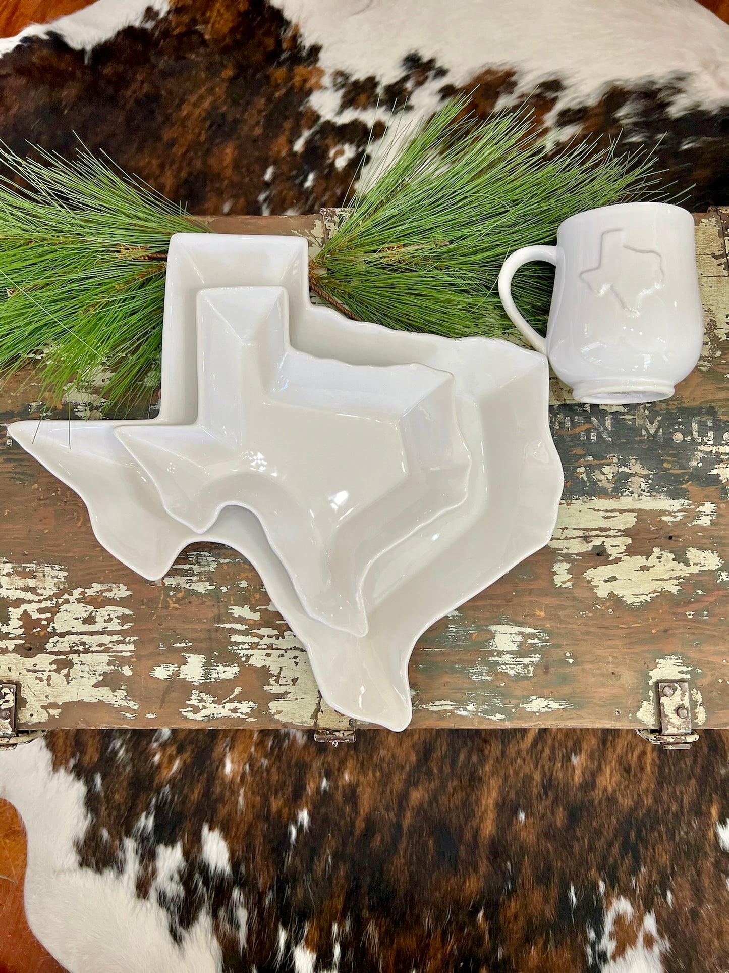 Medium White Texas Shaped Platter