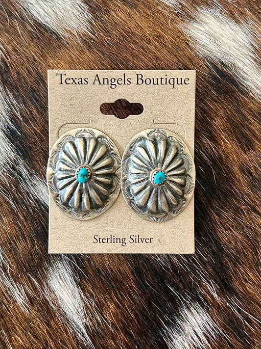 Sterling Silver Concho Earrings