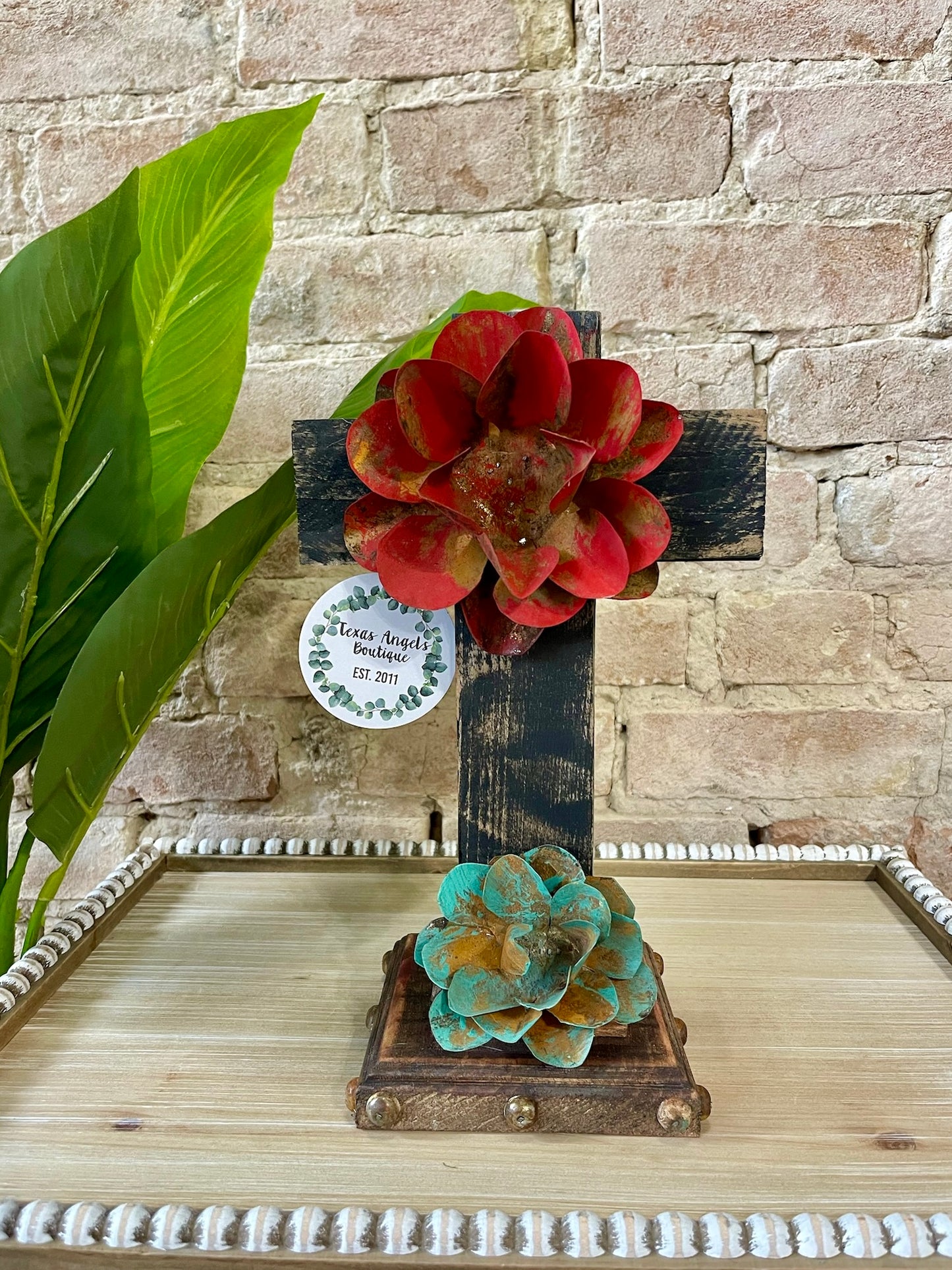 Black Cross With Metal Roses