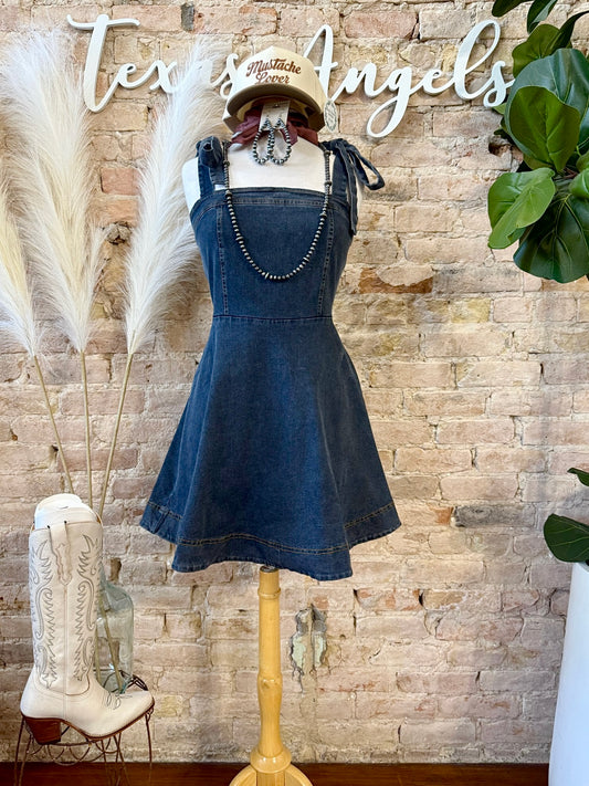 Gonna Be A Lil Late Dark Denim Dress